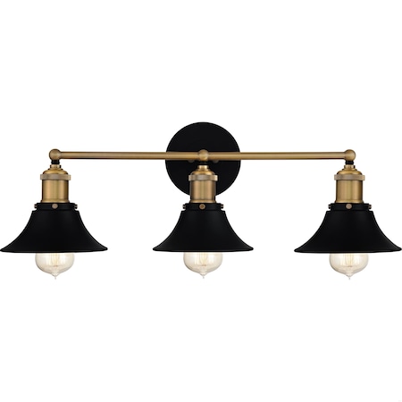 Quoizel Trafalgar 3-Light Matte Black Vanity Light TRF8624MBK